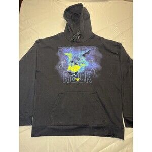 Under Armour Project Rock Wolf Hoodie Black Graphic Print Double Sided Mens XL